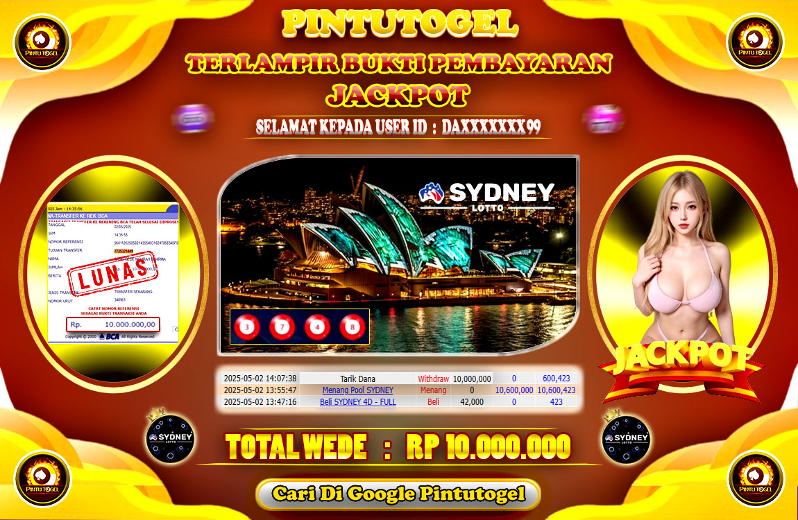 Jackpot Togel Sydney Lotto PINTUTOGEL