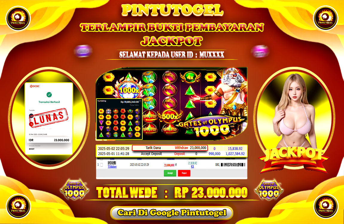 Jackpot Slot Gates Of Olympus 1000 PINTUTOGEL