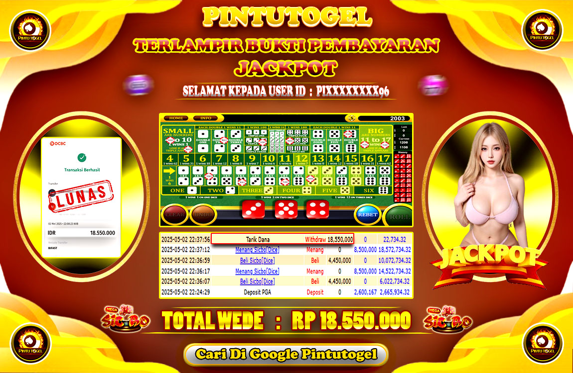 Jackpot Live Games Sicbo Dice PINTUTOGEL