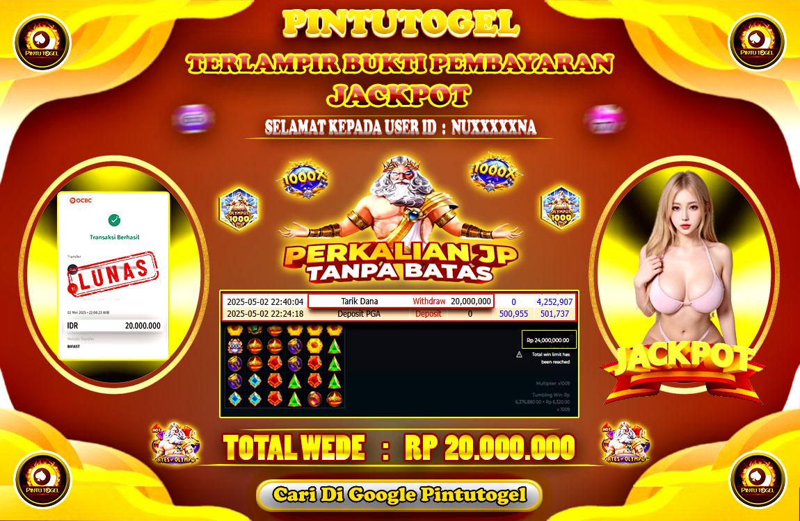 Jackpot Slot Gates Of Olympus 1000 PINTUTOGEL