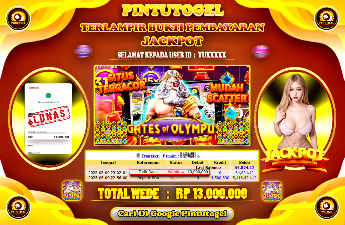 Jackpot Slot Gates Of Olympus PINTUTOGEL