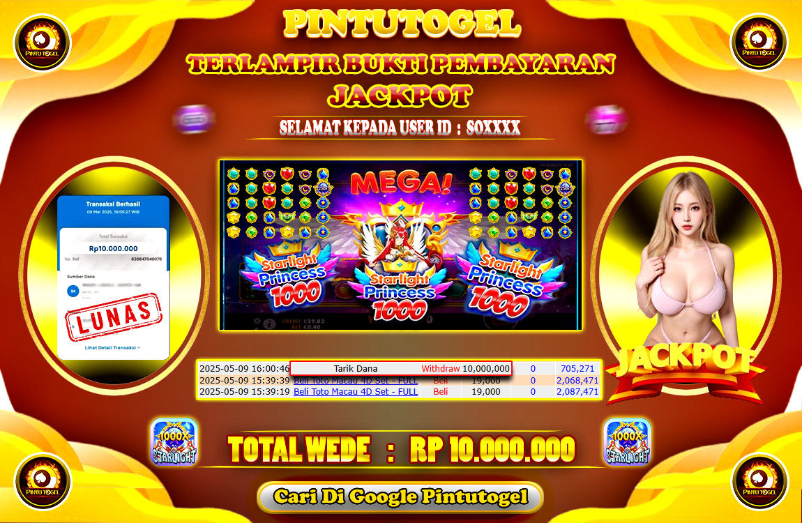 Jackpot Slot Starlight Princess 1000 PINTUTOGEL