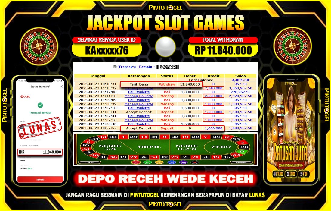 Jackpot Live Games Roullette PINTUTOGEL